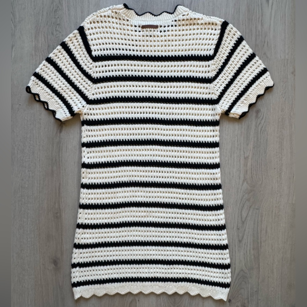 TROVATA Birds of Paradis Mer Loose Knit Antique Striped Crochet Dress Size XS - Picture 3 of 8